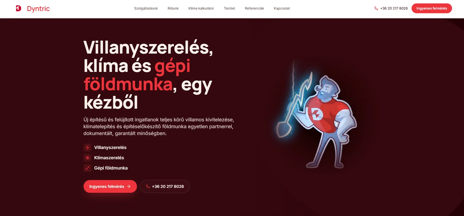 dyntric.hu weboldal képernyőképe