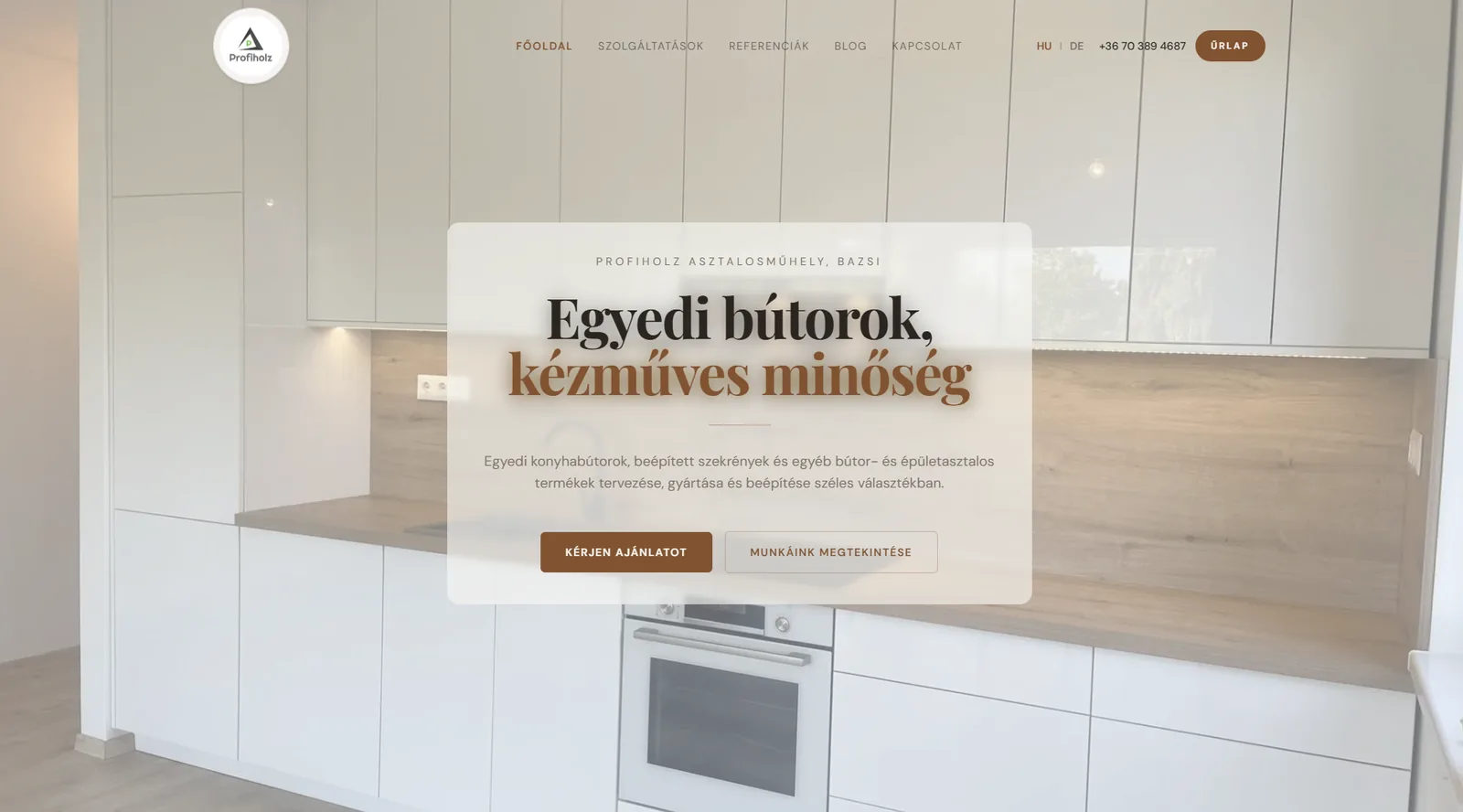 profiholz.hu weboldal képernyőképe